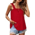 thumbnail image 1 of Blusa sin mangas con tirantes fruncidos, blusa informal con volantes y tirantes fruncidos para mujer, blusa sin mangas con volantes y tirantes fruncidos, la mejor en su clase, 1 of 6
