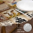 thumbnail image 3 of Animals Farmhouse Round Tablecloth, Fitted Table Cover with Elastic for 36"-44" Round Tables, Vintage Farm Country Star Brown Plaid Table Cloth Outdoor Indoor Dinning Party Waterproof Tablecloths, 3 of 7