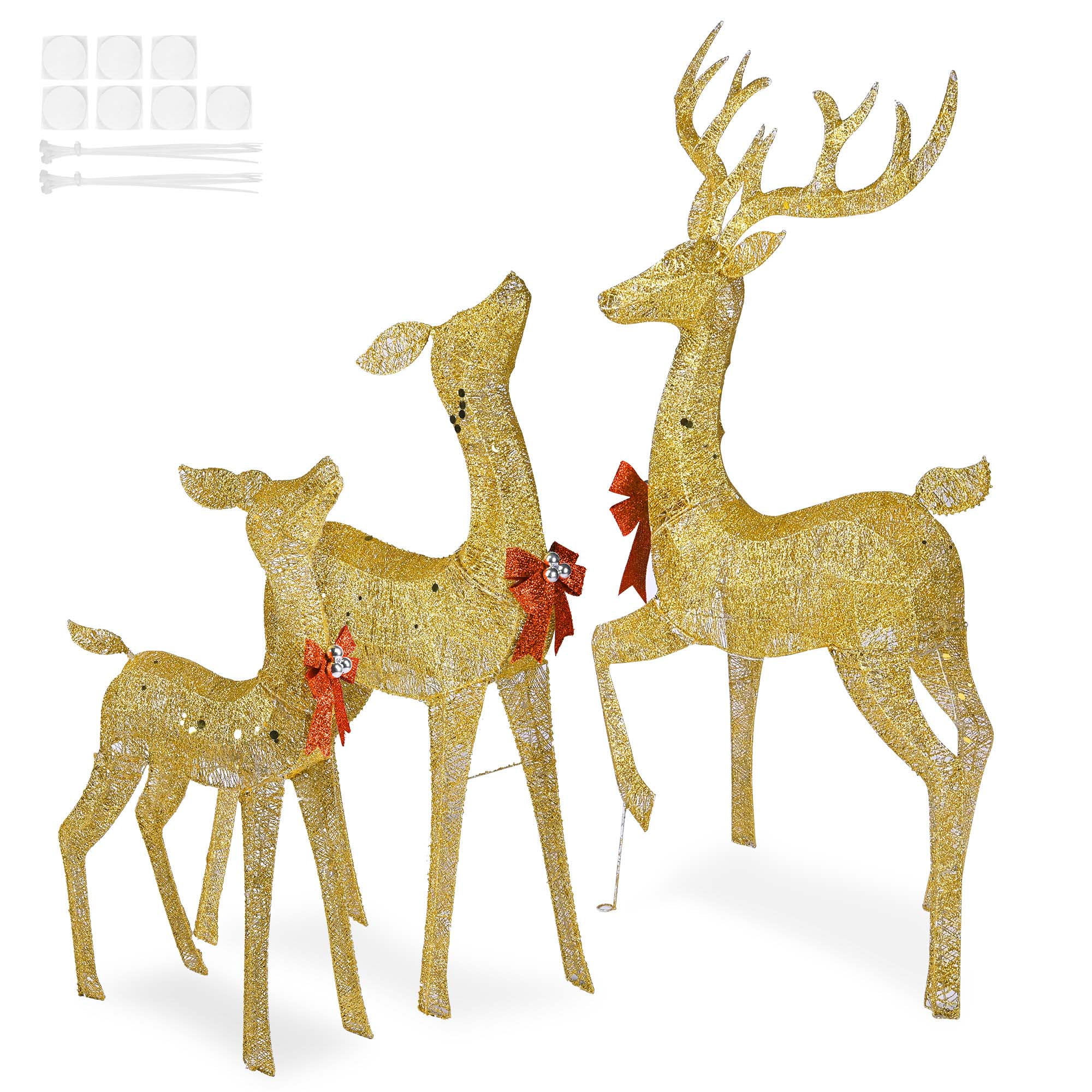 LEASEN 3PCS Christmas Lighted Reindeer Family Christmas Decorations
