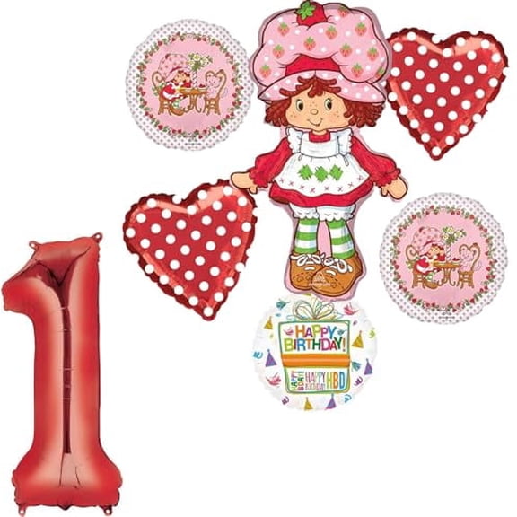 Anagram 1st Birthday Party Supplies Strawberry Girl Shortcake Jumbo Shape Balloon Bouquet Decorations