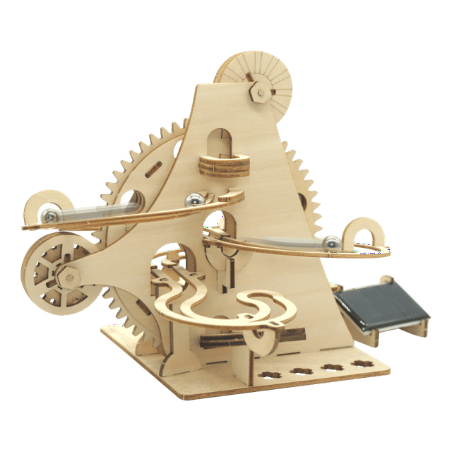 Flip Toys Solar Powered Wooden Marble Run – Coaster, STEM Toy Kit for ages 8 & Above