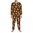 thumbnail image 3 of Picia Brown Plaid Sunflower Pattern Men’s Long-Sleeve Sleepwear Set - Soft 2-Piece Loungewear with Pockets, Comfy PJs for Relaxing Nights-XX-Large, 3 of 7