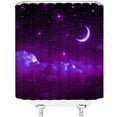 thumbnail image 3 of Moon Starry Shower Curtain Fantasy Night Sky Cloud Galaxy Romantic Starry Black Purple Bathroom Curtains Decor Polyester Fabric Include Hooks(36" Wx70 H), 3 of 3