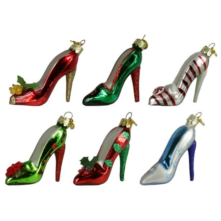 Set of 6 Fashion Avenue Ladies High Heel Stiletto Shoe Glass Christmas ...