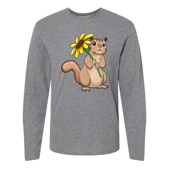 Inktastic Cute Chipmunk with Sunflower Long Sleeve T-Shirt