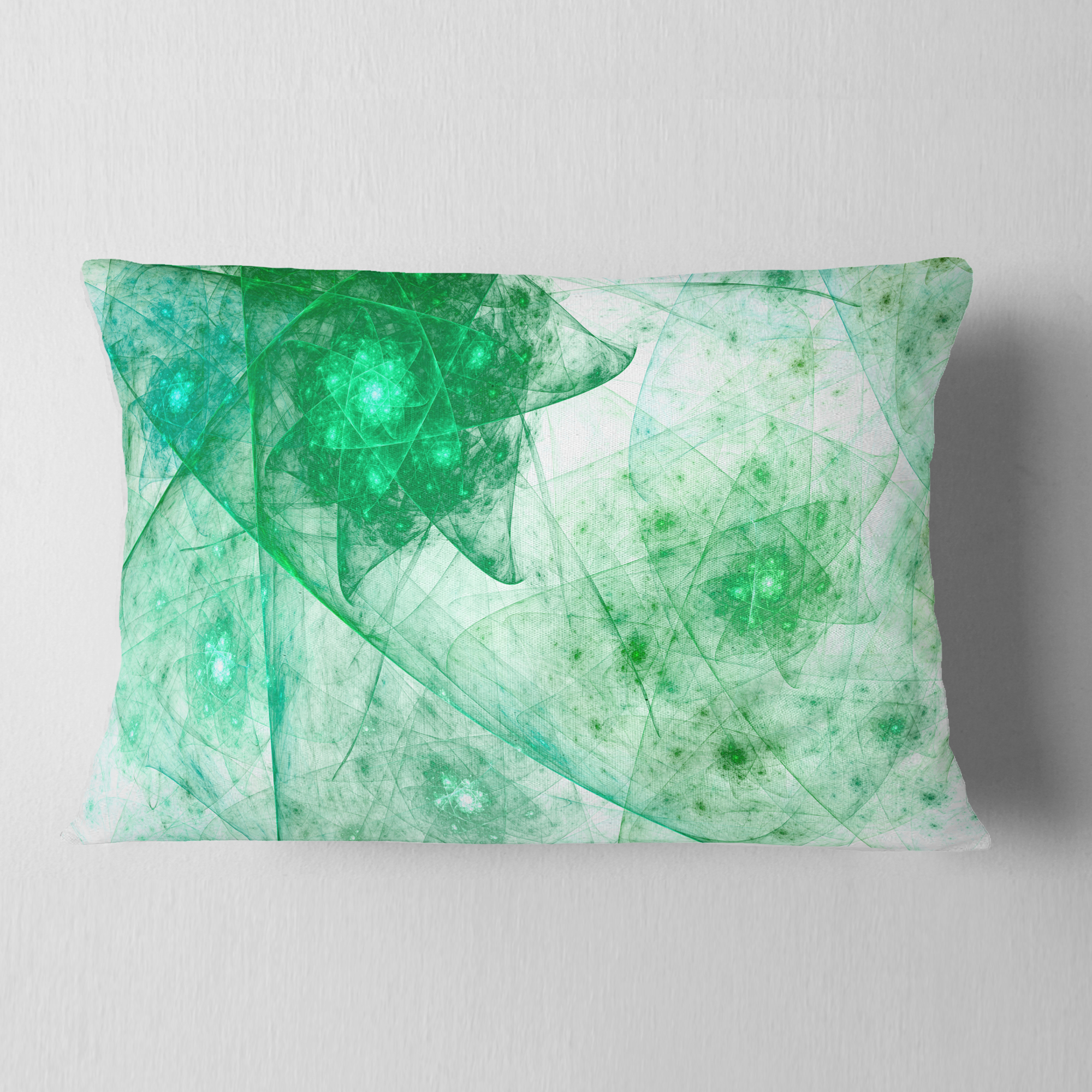 Designart Clear Green Rotating Polyhedron - Abstract Throw Pillow - 12x20