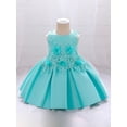 thumbnail image 2 of Bslissey Kids Baby Girls Sleeveless Dress Crew Neck Flower Beaded Patchwork A-line Dress Waist Tie Princess Dress Toddler Sweet Party Dress for Wedding 6 Months-5 Years, 2 of 9