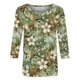thumbnail image 3 of Blusa de Cuello Redondo Impresa de las Flores de la Manga 3/4 de las Mujeres con el 95% de Poliéster Suave 5% de Spandex, Camisa Casual Transpirable para la Primavera, 3 of 5