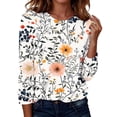 thumbnail image 2 of Yteetum Shirts for Women Long Sleeve Crewneck Floral Printed T Shirt Tops Casual Round Neck Loose Comfy Blouses Fall Winter Outfits, 2 of 8