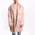 thumbnail image 3 of Christmas Clearance! ZVNAΖH Men's Faux Fur Jacket Fuzzy Fleece Open Front Cardigan Shawl Collar Faux Fur Jacket Winter Warm Fluffy Coat, 3 of 5