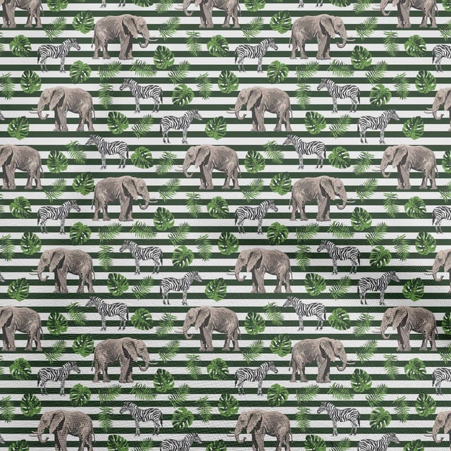oneOone Tissu Popeline de Coton Vert Matériel de Robe Animal Tropical Tissu Imprimé Tissu au Mètre 56 Pouces de Large