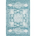 thumbnail image 1 of Unique Loom Bromley Vintage Country Rug 6' x 9' Rectangle Turquoise/Ivory, 1 of 1
