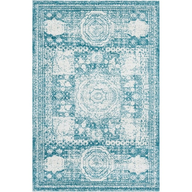 Unique Loom Bromley Vintage Country Rug 6' x 9' Rectangle Turquoise/Ivory