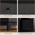 thumbnail image 5 of FANRAL Rattan Large Nightstand,27.6"H Wood Tall Night Stand,Wide Modern 3 Drawers,Boho Bedside Table Narrow Side Table for Bedroom Living Room,Black Night Stand, 5 of 7
