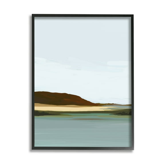 Stupell Industries Abstract Mountain Lake Abstract Painting Black Framed Art Print Wall Art, 11 x 14