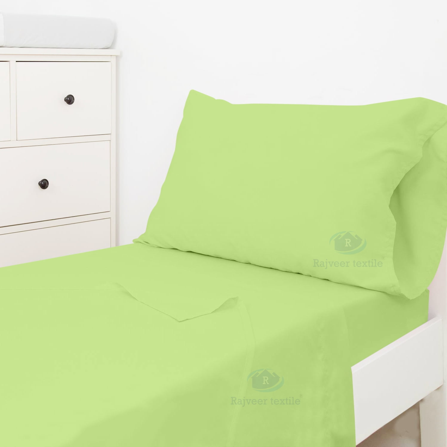Microfiber 3-Piece Toddler Bedding Set Includes Crib Mattress Sheet Upto 8" Deep Pocket, Flat Sheet and Envelope Pillowcase, Silky Soft, Breathable and Lightweight, Sage Green Color