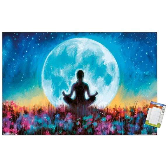 PD Moreno - Fine Art - Yoga Moon Wall Poster, 22.375" x 34"