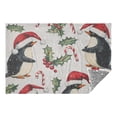 thumbnail image 6 of Christmas Penguins and Leaves Travel Blanket Pillow Compact Foldable Airplane Throw Blanket with Trolley Sleeve for Travel Camping, 6 of 8