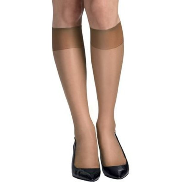 Hanes Womens Silk Reflections Sheer Toe Knee Highs 6Pack StyleQM6725