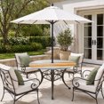 thumbnail image 4 of Round Outdoor Tablecloth with Umbrella Hole and Zipper, Orange Gray White Fitted Table Cover with Elastic Edge for 36-44 Inch, Farmhouse Abstract Ombre Texture Waterproof Patio Tablecoths for Picnic, 4 of 9