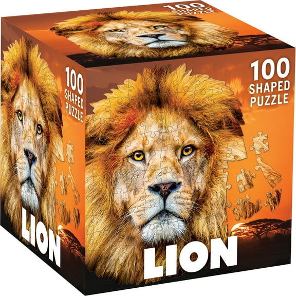MasterPieces 100 Piece Jigsaw Puzzle for Kids - Lion - Large Piece Puzzle - 10.62"x12.1"