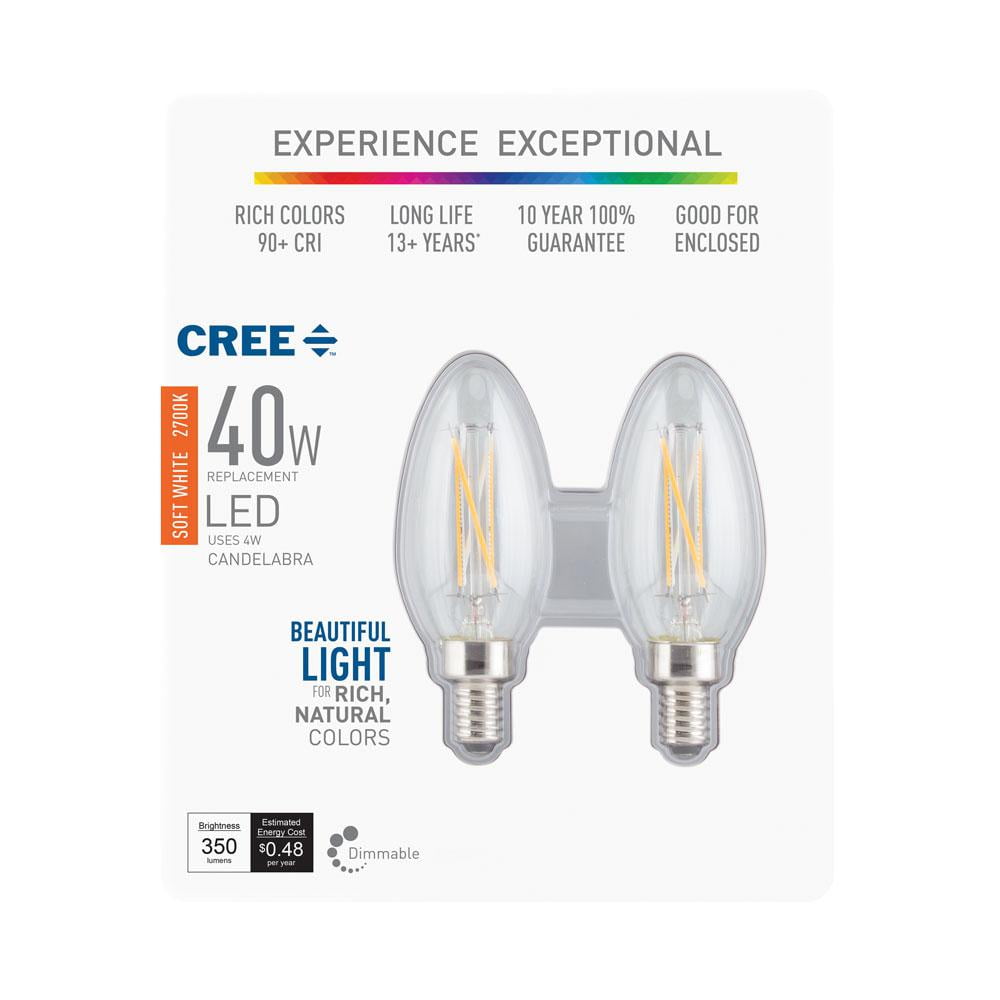 Cree 40W Equivalent Soft White (2700K) B11 Candelabra Exceptional Light