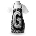 thumbnail image 3 of Letter G Apron Capital G with Gothic Influences from Middle Age Artistic Alphabet Characters, Unisex Kitchen Bib Apron with Adjustable Neck for Cooking Baking Gardening, Silver Grey, by Ambesonne, 3 of 3
