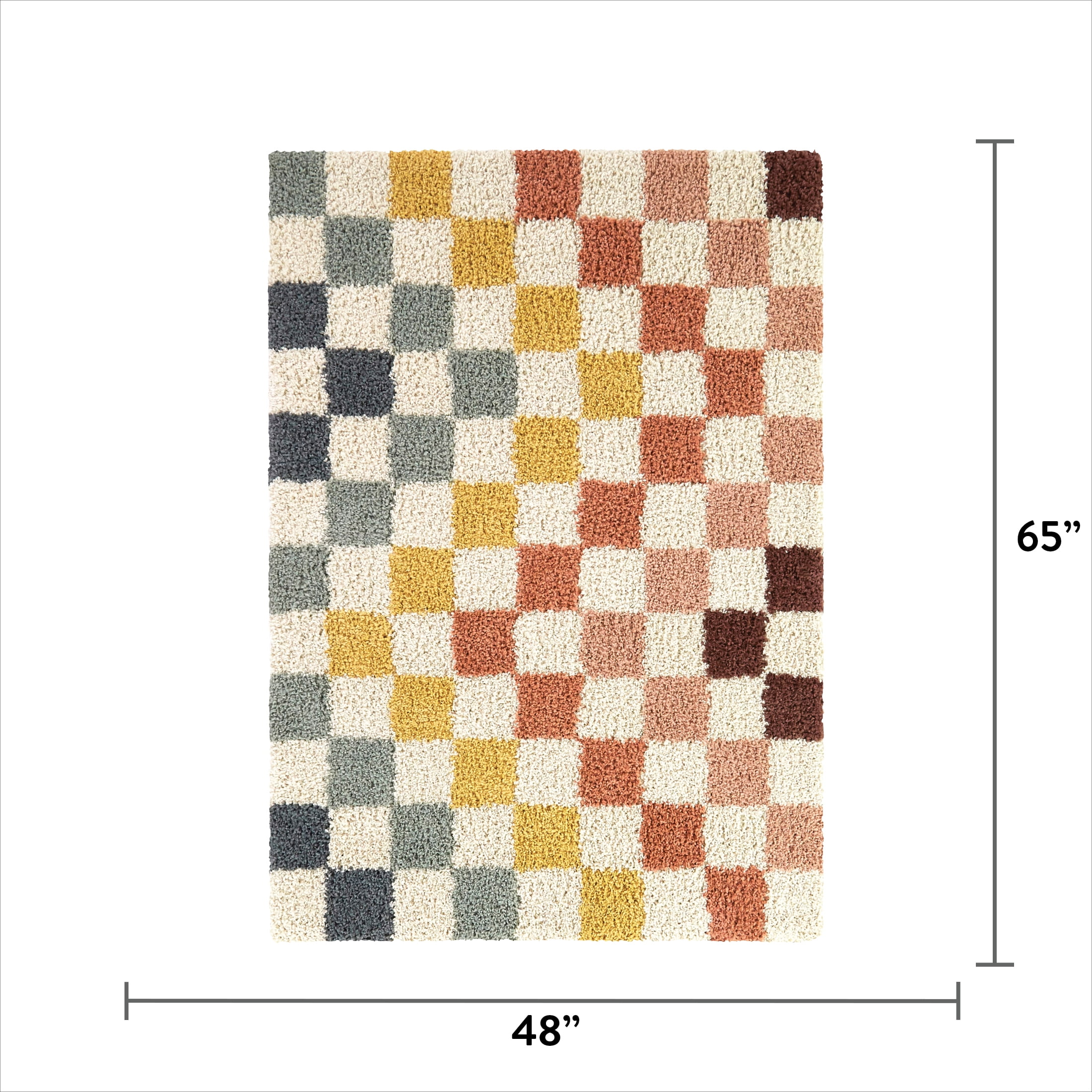 Mainstays Rainbow Checker Indoor Rug, 4' x 5'5"