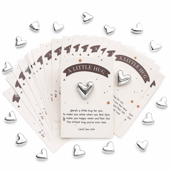 40 Pcs Pocket Hug Cards Set, Inspirational Greeting Cards with Silver Heart Tokens, Encouragement Gift Bulk, Thank You Cards for Friends Family Coworkers, Birthday Christmas Appreciation Gifts