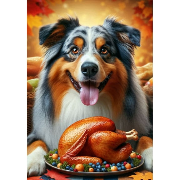 Australian Shepherd - Best of Breed DCR Thanksgiving Garden Flag 12" x 17"
