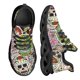 thumbnail image 1 of Zapatos planos con estampado de calaveras góticas y flores para mujer, zapatillas ligeras con plataforma y cordones, cómodas, 1 of 6
