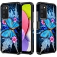 thumbnail image 2 of For Samsung Galaxy A03s Case w[Tempered Glass Screen Protector] Cute Girls Women Protective Phone Cover Cases - Blue Butterfly, 2 of 5