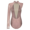 thumbnail image 4 of inhzoy Asymmetric Leotards for Women Shiny Rhinestone Gymnastics Dance Bodysuit Dusty Pink S, 4 of 7