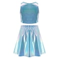 thumbnail image 2 of Haitryli Kids Cheer Outfit Hip Hop Dance Dress Sets 2 Pcs Shiny Skirt And Top Set for Stage Performance Light Blue 6-10, 2 of 7