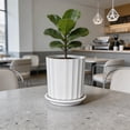 thumbnail image 5 of Tall Planter Pot, Nordic Style Plastic Flower Pot with Drainage Tray for Balcony Indoor Outdoor Plants, Breathable Container for Flowers Green Plants Home Garden Decoration, 5 of 6