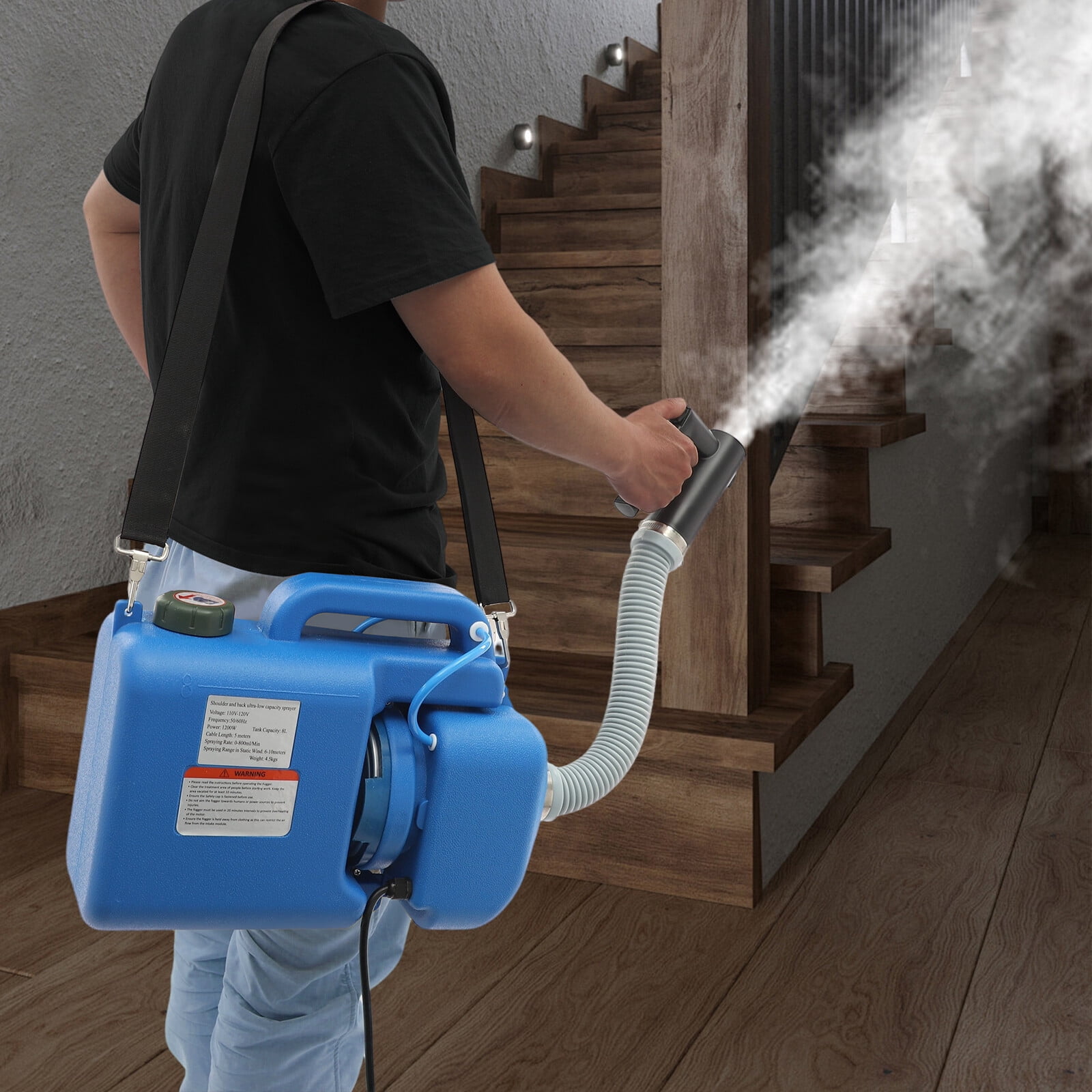 8L Electric ULV Fogger Machine, Portable Fogger Sprayer Machine 1200W Blue