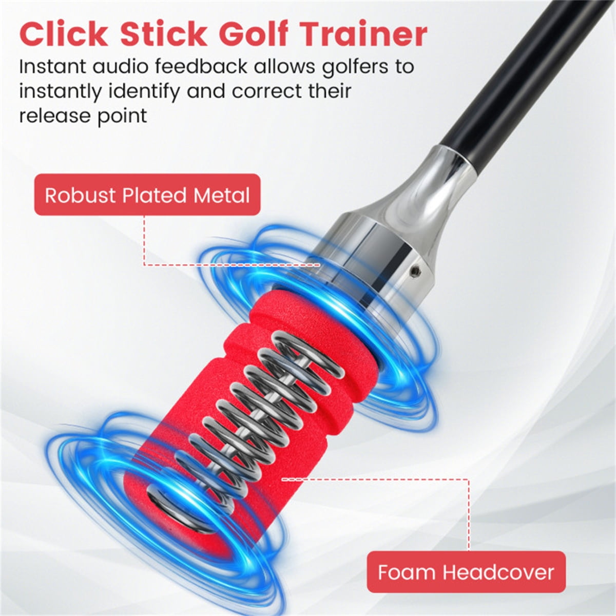 Red Portable Fiberglass Golf Swing Stick Sound Feedback Golf Warm-Up Tool for Beginners Pros Improve Grip Shot Accuracy