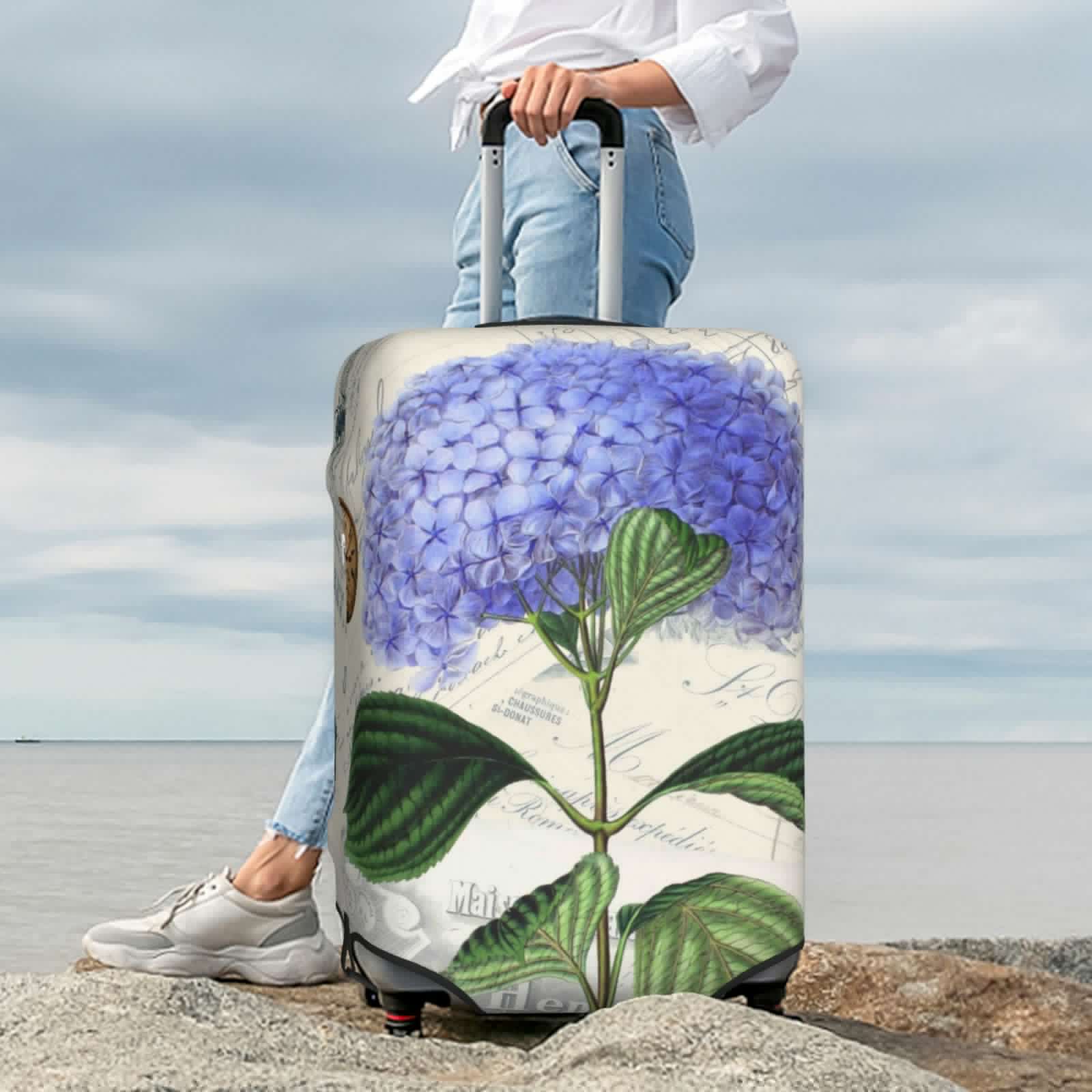 thumbnail image 4 of Wukai Vintage Flower Elastic Luggage Cover: Personalized Protection for Your Suitcase - Fits 19~29-inch, Washable & Durable Travel Companion-Large, 4 of 8