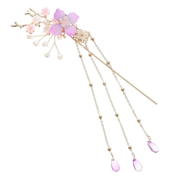 ELAYARD Flower Hair Stick with Tassel for Hair Decoration Vintage Hanfu Hairpin