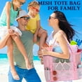 thumbnail image 3 of Large Foldable Mesh Beach Bag for Women & Girls,Sandproof Beach Tote Bag with Zipper Pocket,Mesh Swimming Bag,Toys Pool Bag for Family Beach Trip & Cruise Essentials,Pink, 3 of 8