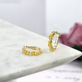 thumbnail image 4 of Gem Stone King 3.84 Ct Oval Yellow Citrine White Topaz 18K Yellow Gold Plated Silver Hoop Earrings, 4 of 4