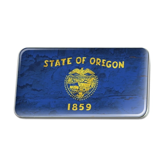 Rustic Oregon State Flag Distressed USA Metal Rectangle Lapel Hat Pin Tie Tack Pinback