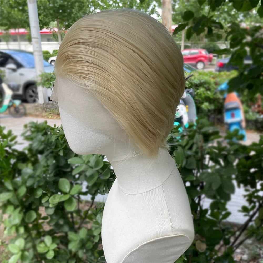 613 Blonde Short Bob Cut Synthetic Lace Front Wigs for Women Cosplay Wigs