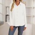 thumbnail image 5 of QLEICOM Blouses for Women Casual V Neck Solid Color Womens Long Sleeve Button Down Tops Cotton Shirts, Summer Career Blouses & Button-Down Shirts, Cardigan Tops S-2XL, 5 of 6