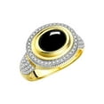 thumbnail image 4 of RYLOS Rings for Women 14K Gold Plated Silver Ring Classic 9X7MM Oval Gemstone & Diamonds Cabochon Onyx Jewelry Size 9.5, 4 of 7