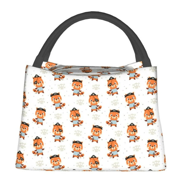 Easygdp Cute Little Pirate Red Panda Bolsa de Almuerzo Insulada Reutilizable, Bolsa de Mano y Bandolera para Oficina, Trabajo, Viajes