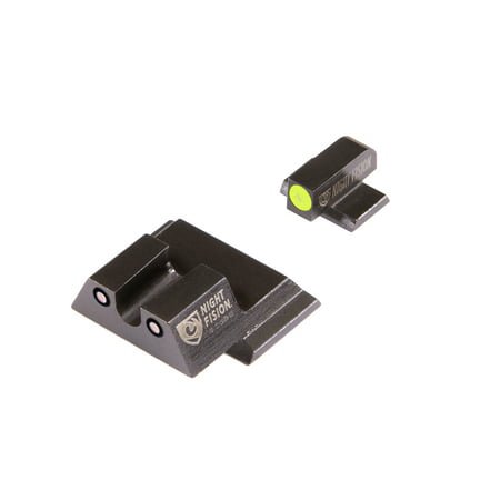 Night Fision SAW201007YGZ Night Sight Set Square Front/U-Notch Rear S&W M&P/SD9 VE/SD40 VE Green Tritium w/Yellow Outline