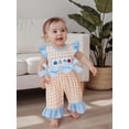 thumbnail image 6 of Qmyliery Baby Girls Jumpsuit, Fly Sleeve Crew Neck Plaid Embroidery Pumpkin Casual Romper Halloween Clothes, 6 of 9