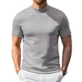 thumbnail image 2 of BRANROY Men's Short Sleeve T-Shirt Mock Neck - Lightweight Stretch Breathable Casual Summer Shirts for Men Slim Fit Base Layer Tee Top,Light Gray L, 2 of 7