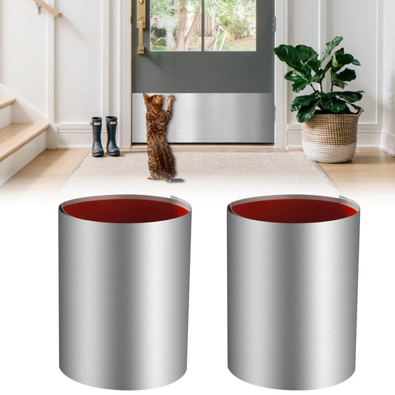 2PCS Stainless Steel Door Kick Plates, 8" x 34" Self-adhesive Front Door Kick Plates, Metal Door Plates, Anti-Scratch Door Bottom Protectors for 36" Interior Exterior Doors